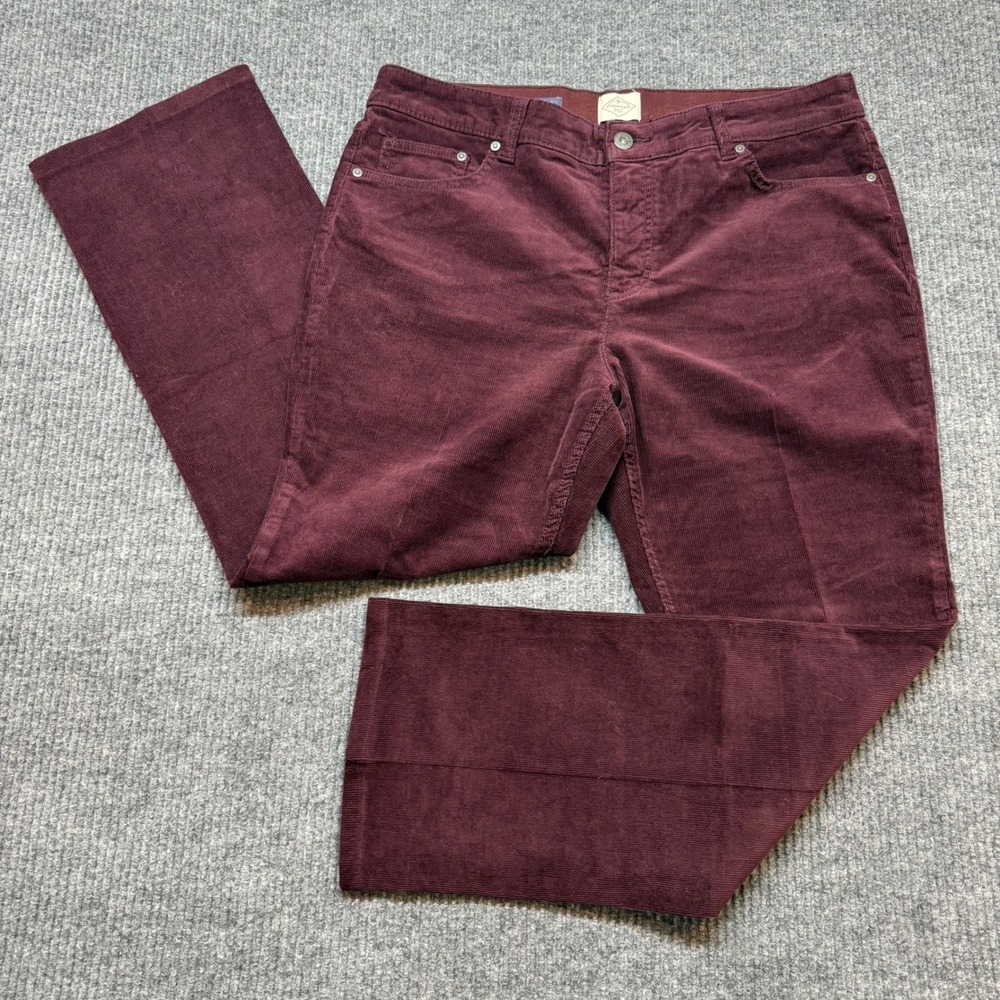 St Johns Bay Womens 16 Maroon Corduroy Pants Straight Leg Normcore Preppy Cozy